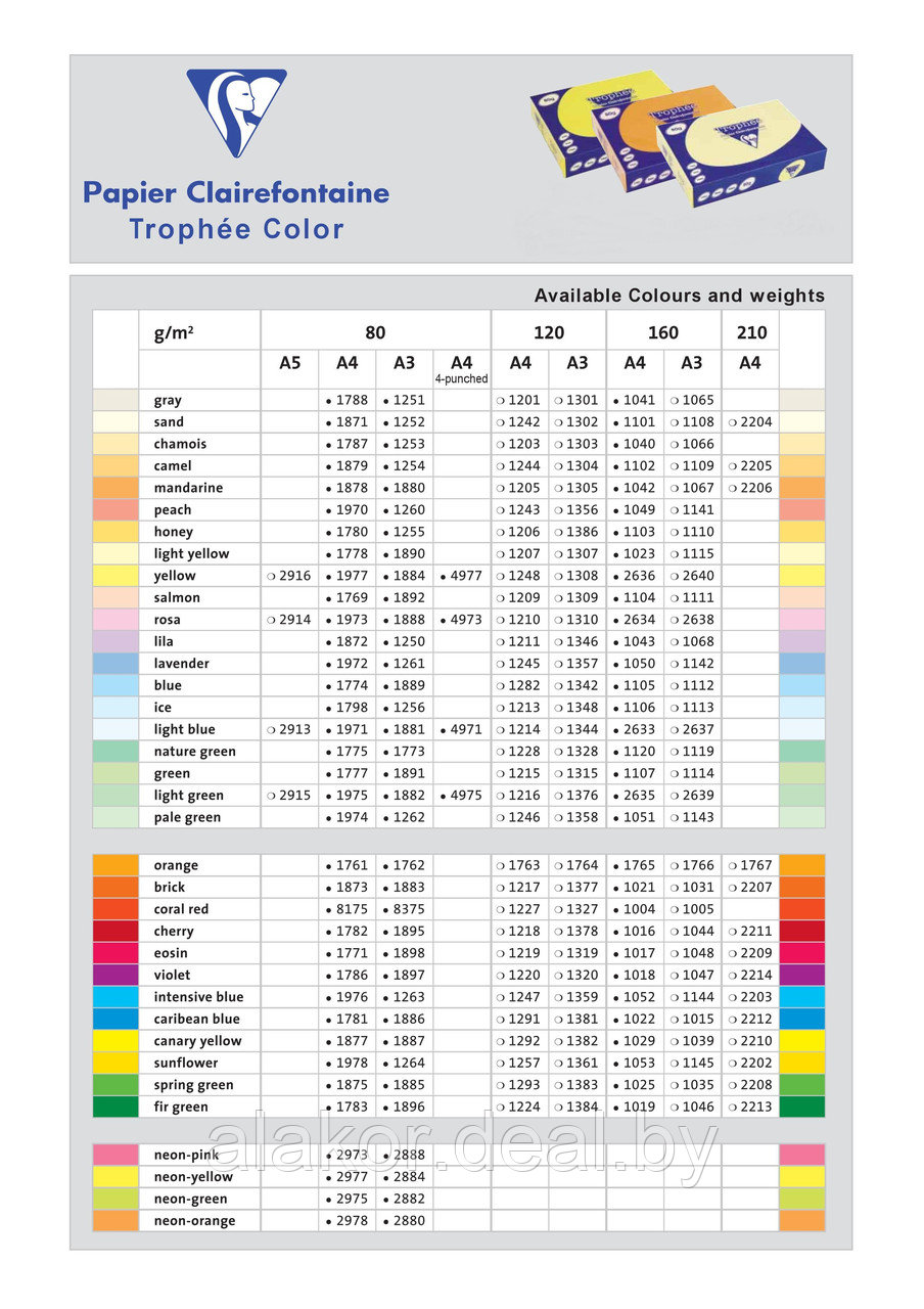 Бумага цветная "Trophée", А3, 160 г/м2, 250л., пастель, светло-голубой - фото 2 - id-p111115670