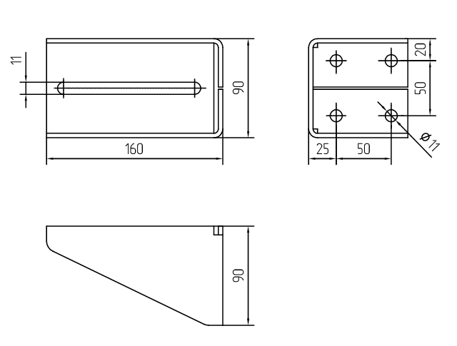Установочные размеры кронштейна FLGU.400.0904 Установочные размеры кронштейна FLGU.400.0904