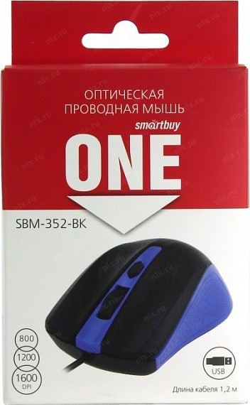 Мышь проводная SmartBuy 352-K Black-blue (SBM-352-BK) - фото 1 - id-p111126451