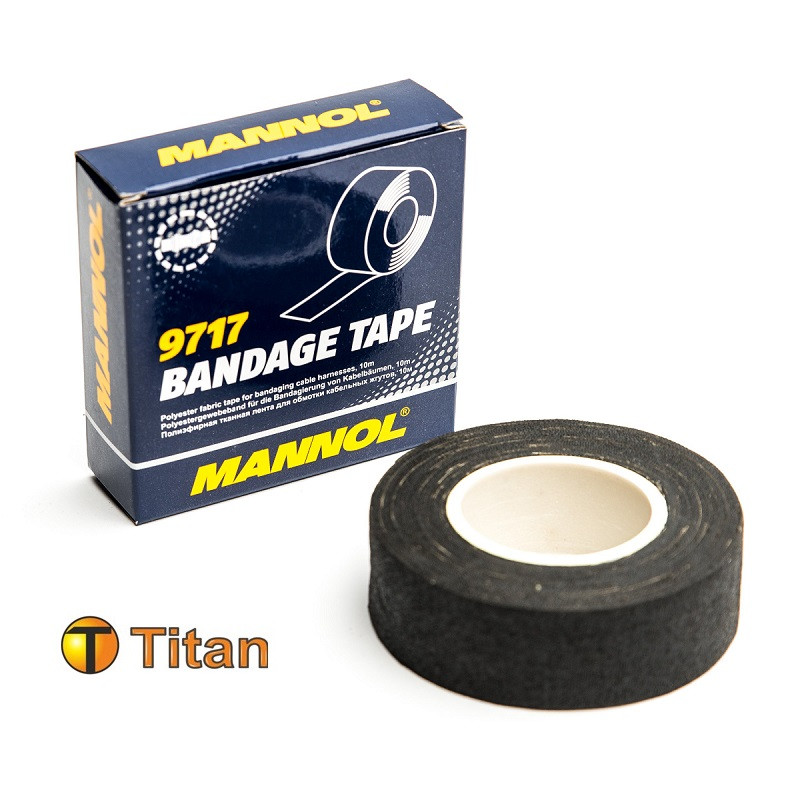 ЛЕНТА полиэфирная тканная 9717 MANNOL Bandage Tape (25mm x 10m) для обмотки кабельных жгутов - фото 1 - id-p110200061