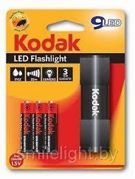 Фонарик Kodak 9-LED + 3 батарейки AAA (444) черный