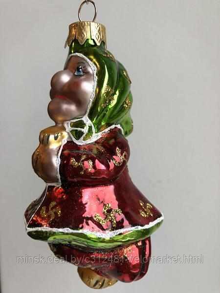 Стеклянная игрушка на елку "БАБА ЯГА" в красном платье 11,5 см - фото 2 - id-p111157804
