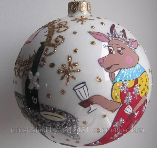 Стеклянный шар на елку коза 10 см - фото 1 - id-p111168893