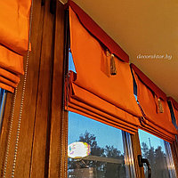 Оранжевые римские шторы для лоджии