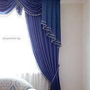 Классические шторы синего цвета, фото 2