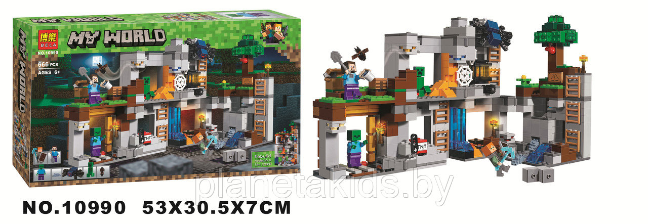 Конструктор Bela 10990 Minecraft Приключения в шахтах (аналог Lego Minecraft 21147) 666 деталей