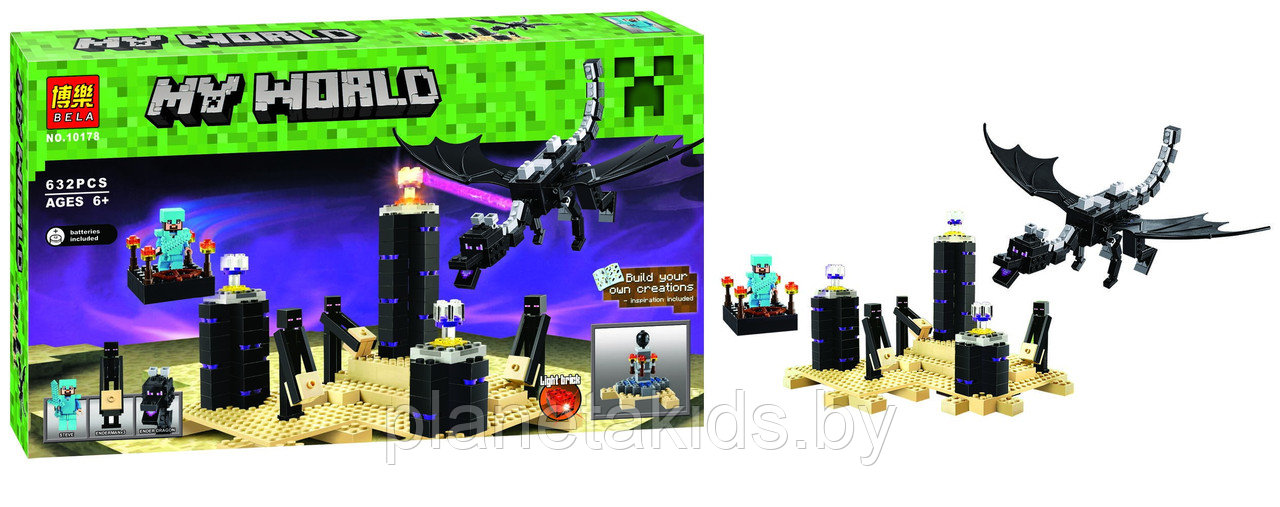 Конструктор Bela My World 10178 "Дракон Эндера/Края" Minecraft,632 (аналог Lego Майнкрафт)