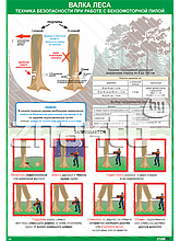 Плакат Техника безопасности при работе с бензомоторной пилой Валка леса