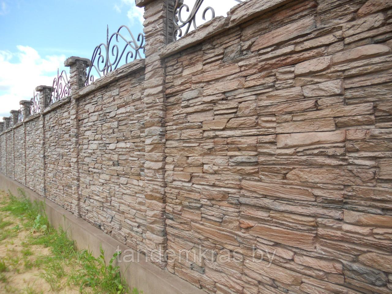 Двусторонний бетонный забор комбинированный с кованым изделием - фото 3 - id-p2651781