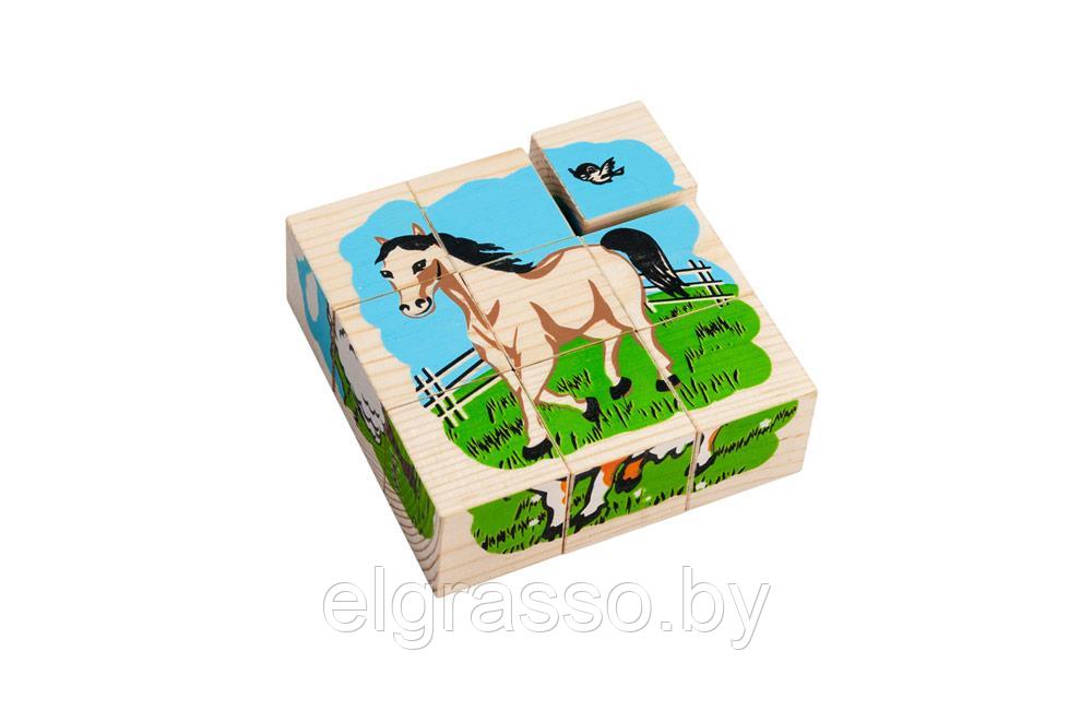 Деревянные кубики сложи рисунок: "Домашние животные", 9шт., Томик - фото 3 - id-p111256080