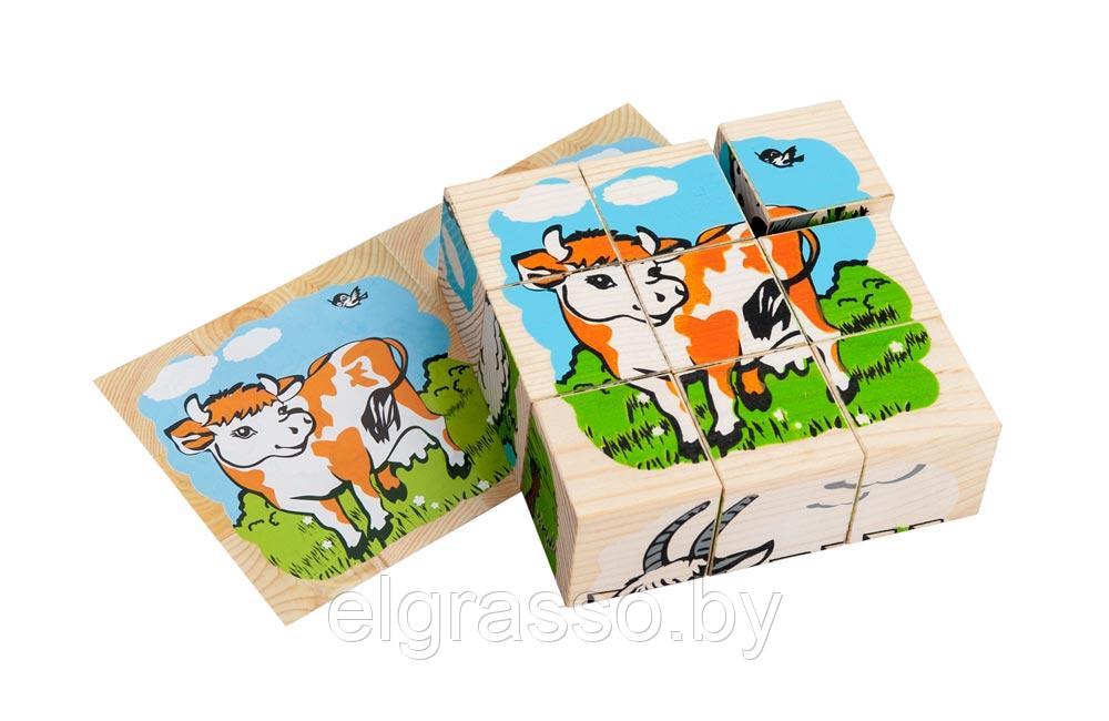 Деревянные кубики сложи рисунок: "Домашние животные", 9шт., Томик - фото 2 - id-p111256080