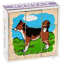 Деревянные кубики сложи рисунок: "Домашние животные", 9шт., Томик