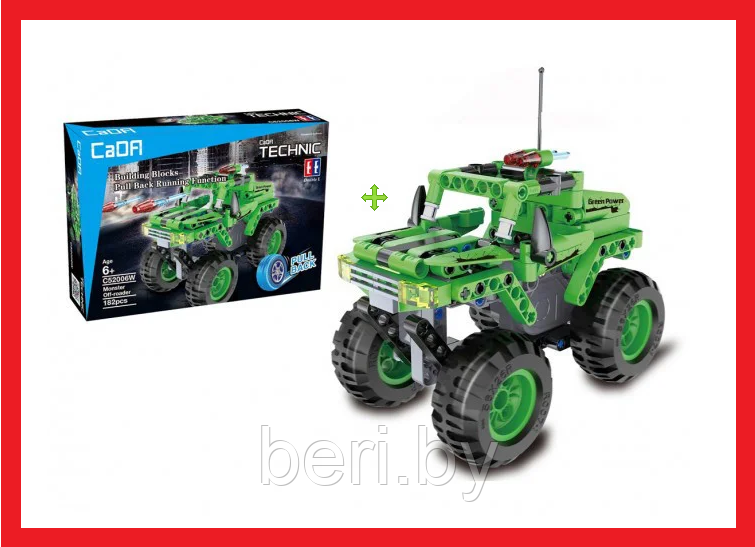 С52006W Конструктор CaDa "Монстр-трак", инерционный мотор, 182 детали, аналог Lego Technic