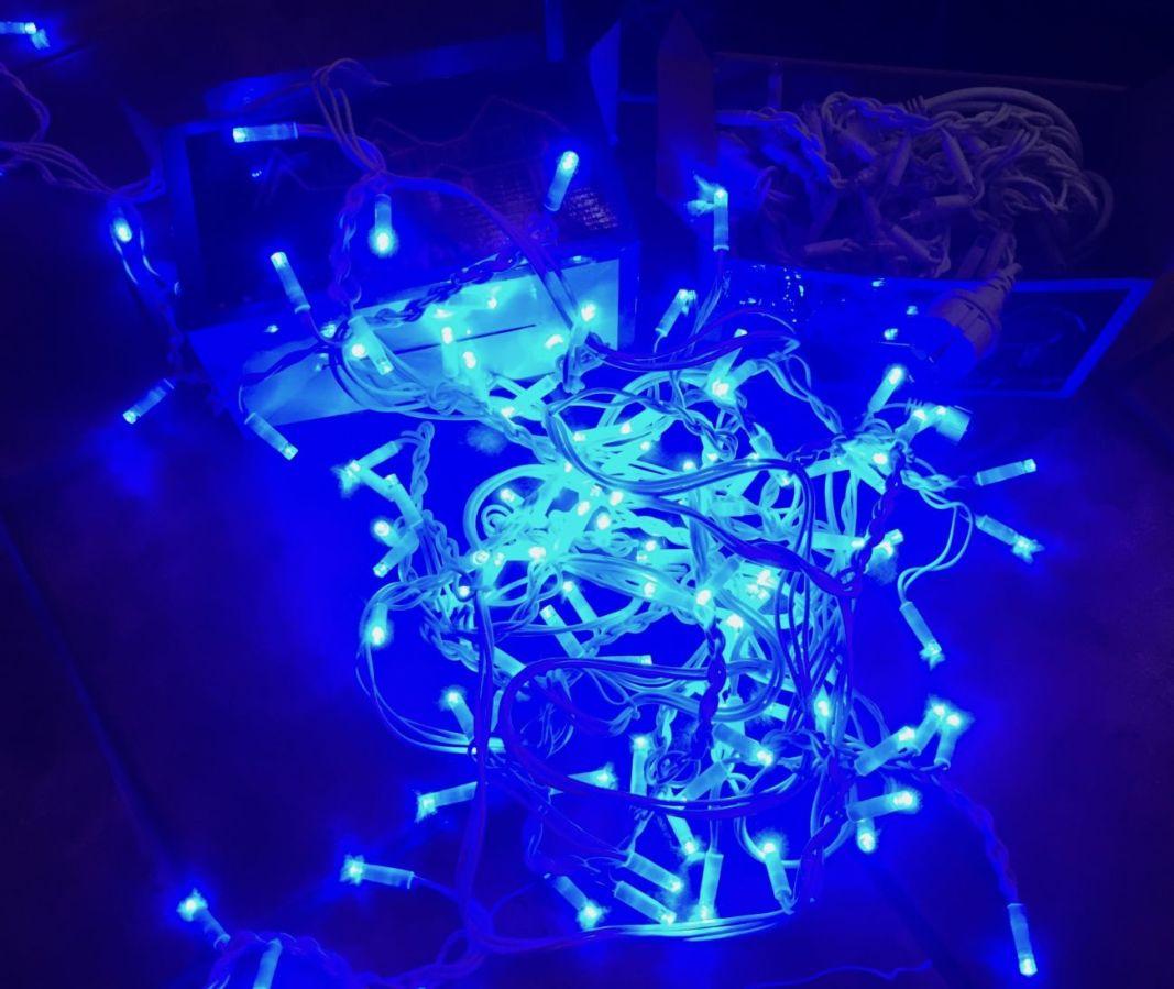 BL синяя гирлянда светодиодная 10м ,100 LED влагозащищен. морозостойкая,провод каучук белый - фото 1 - id-p111262974