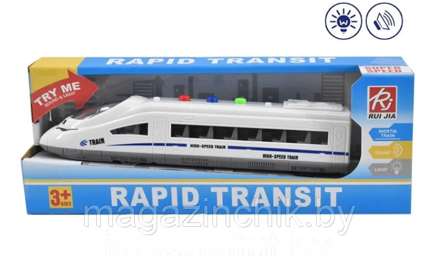 Поезд инерционный Rapid Transit RJ051, свет, звук