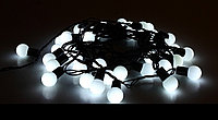 WT WITH FLASH белая гирлянда LED 10 м. с насадками "шарики d-3.5см" провод черный,влагозащ.