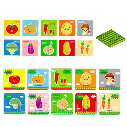 Конструктор-пазл DUBIE Овощи, 41 деталь +11 карточек, арт.212 - фото 3 - id-p111277079