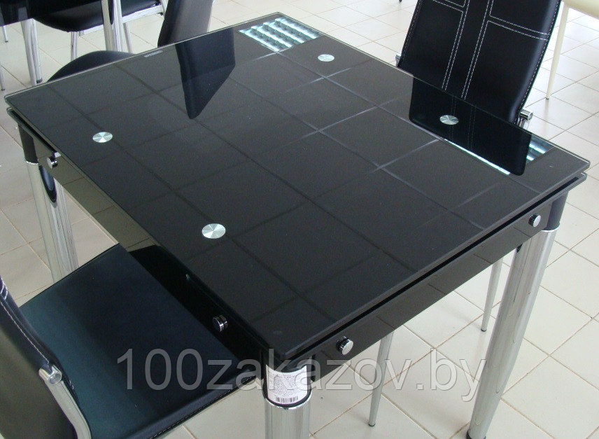 Стеклянный  кухонный стол 800/1200*650.  Раскладной  стол трансформер 6069-3