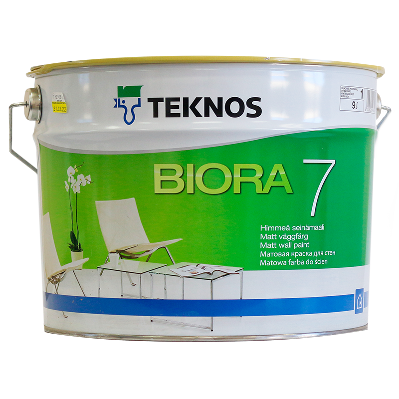 Интерьерная акрилатная матовая краска для стен Биора 7 BIORA 7, BASE 1, 9,0 - фото 1 - id-p111348963