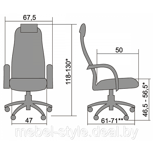 МЕТТА кресла BK-10 PL для комфортной работы , стул BK-10 PL ткань сетка черная,серая - фото 10 - id-p111351228