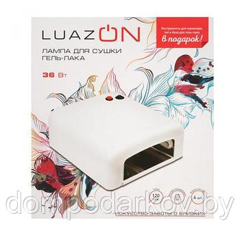 Лампа для гель-лака LuazON LUF-01, UV, 36Вт, белая + инструменты для маникюра, топ и база в ПОДАРОК