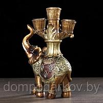 Сувенир полистоун подсвечник "Африканский слон в золотой, ажурной попоне" 19х12,5х5 см, фото 4