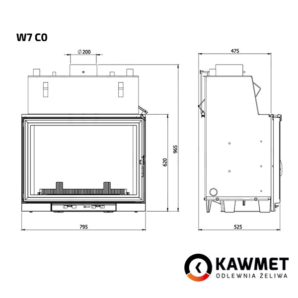 Каминная топка Kaw-Met W7 CO с водяным контуром 25.3 кВт - фото 5 - id-p95352259