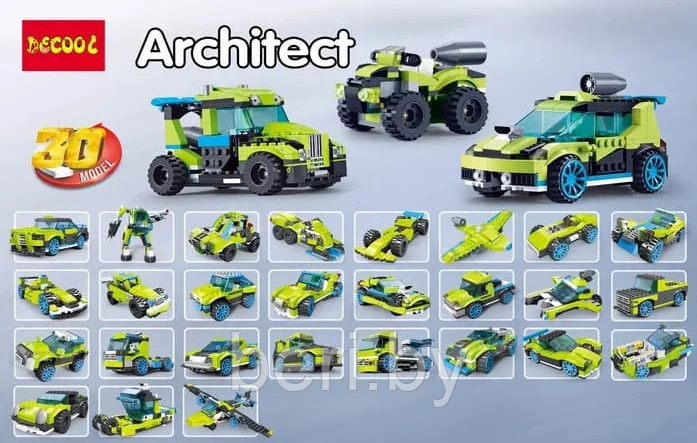 3128 Конструктор DECOOL Креатор "Суперскоростной раллийный автомобиль" 30 в 1, аналог Lego Creator, 251 деталь - фото 4 - id-p111533770