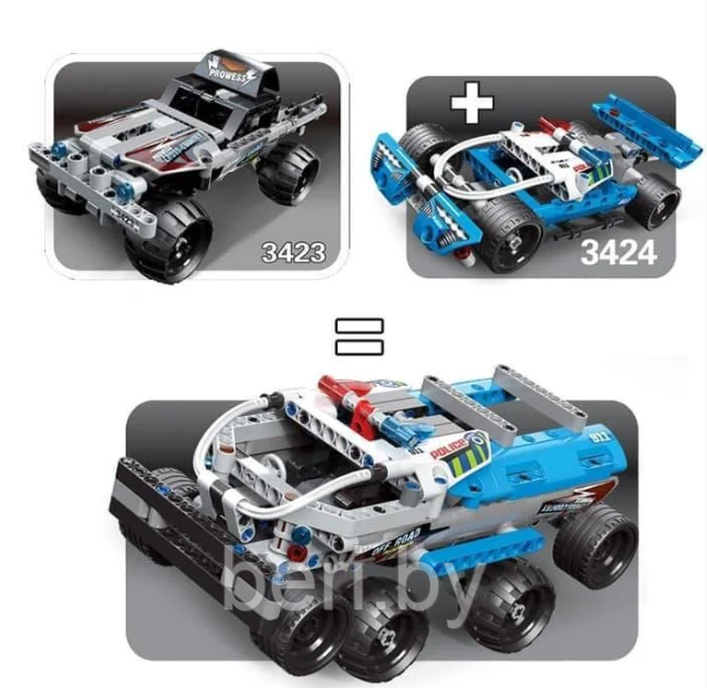 3424 Конструктор Decool "Полицейская погоня", 160 деталей, аналог Lego Technik 42091 - фото 4 - id-p111553778