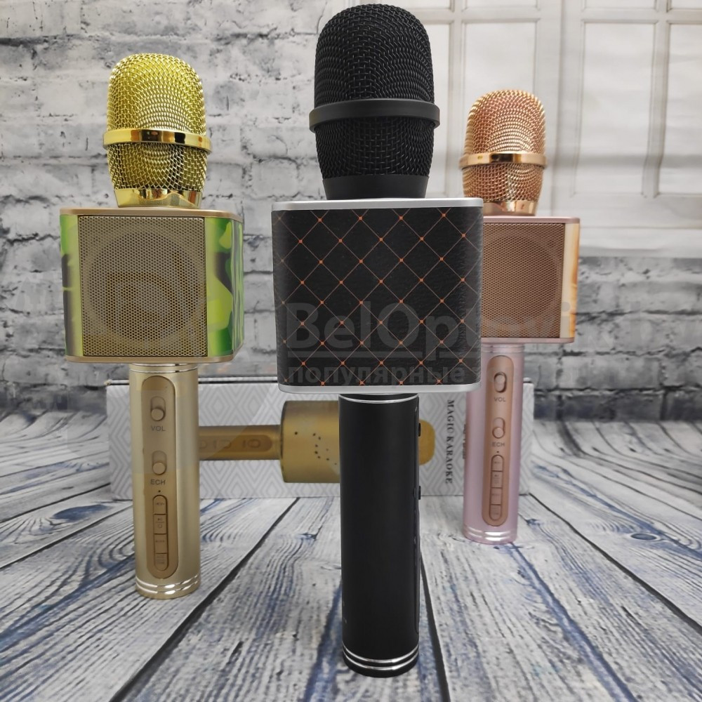 Беспроводной Bluetooth караоке микрофон, портативная колонка Magic Karaoke YS-65 Рисунок: хаки с золотым - фото 5 - id-p111555054