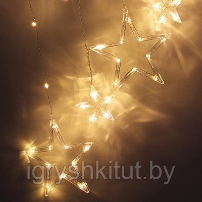 Новогодняя гирлянда на окно "Звёзды бахрома", длина 3м, цвет ЖЁЛТЫЙ - фото 3 - id-p111565286