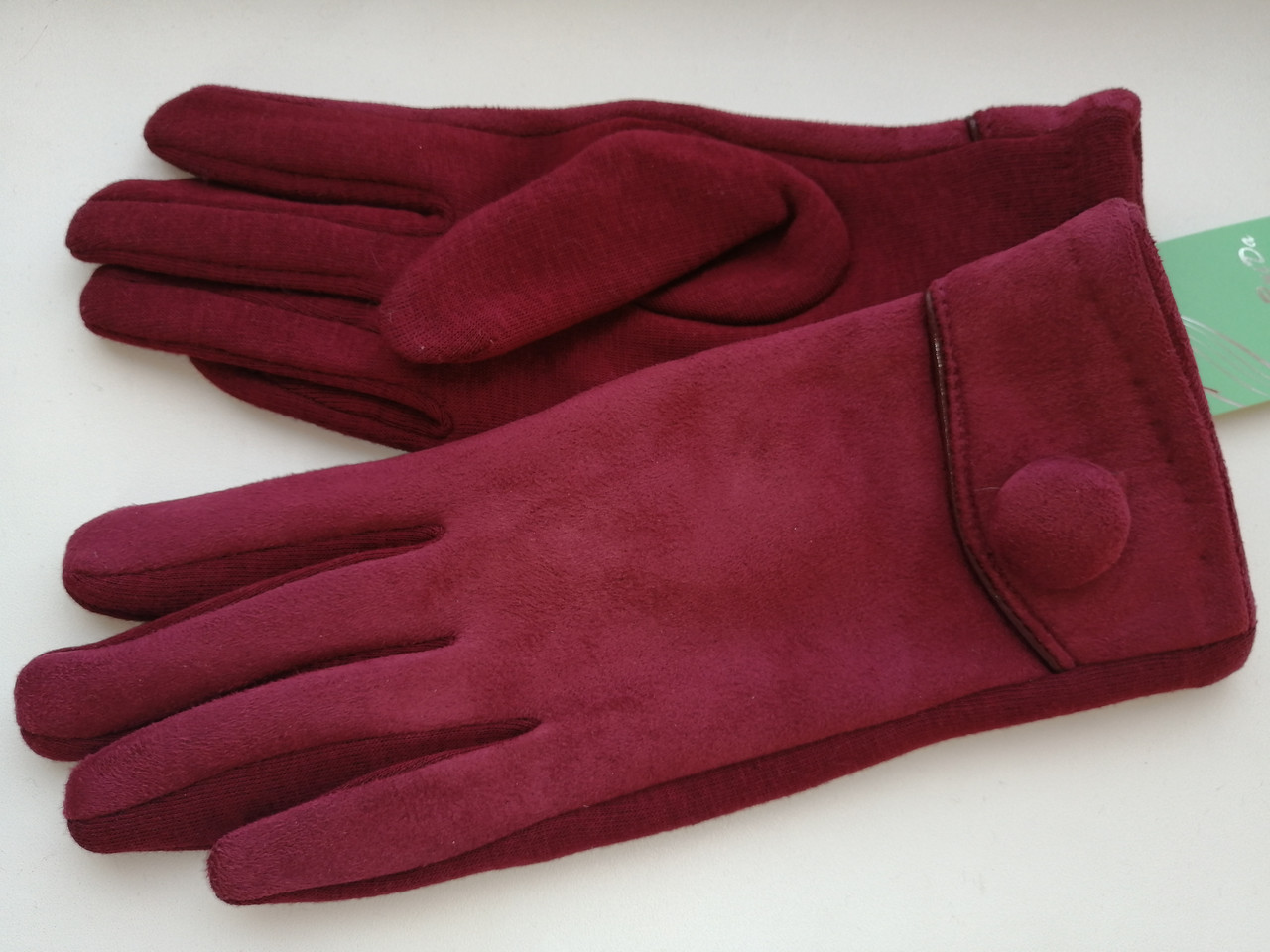 Перчатки женские , бордового цвета - фото 1 - id-p111566926