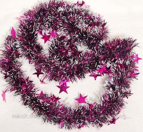 Мишура Розовая со звездами 200x8 см. арт.HS-04-Ro, фото 2