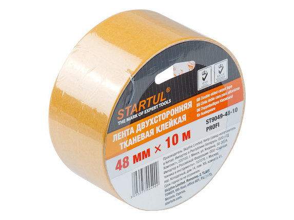 Лента двухсторонняя тканевая клейк. 48ммх10м STARTUL PROFI (ST9049-48-10), фото 2