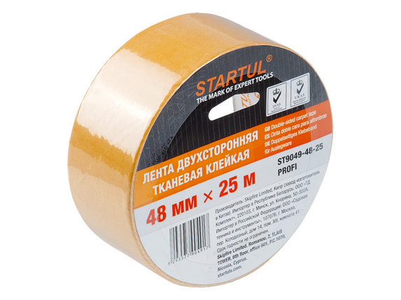 Лента двухсторонняя тканевая клейк. 48ммх25м STARTUL PROFI (ST9049-48-25), фото 2