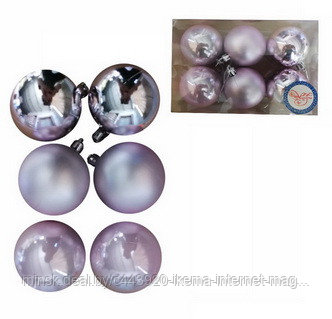 Елочные шары Розовые (набор 6 шт., д=6 см.) арт. 78781, фото 2