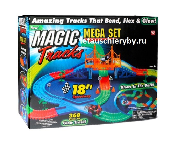 MAGIC TRACKS (МЭДЖИК ТРЭКС) 360 деталей с мостом, Светящаяся гоночная трасса - фото 7 - id-p111630710