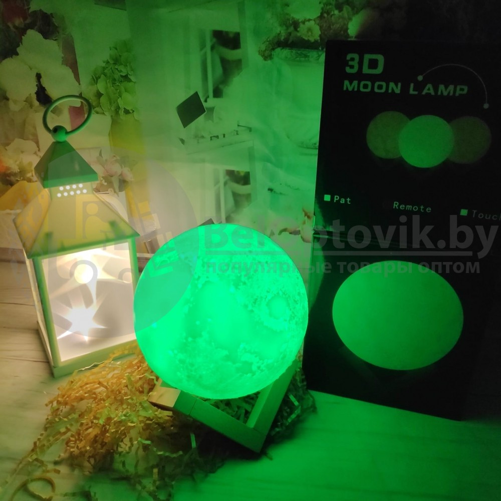 Лампа ночник Луна объемная 3 D Moon Lamp 15см, 7 режимов подсветки, пульт ДУ - фото 3 - id-p96957024