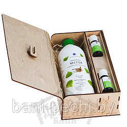 Деревянный набор для сауны Коробка Добрая баня с ароматами 500 мл (на выбор) и 2 по 10 мл (на выбор) Выбрать,