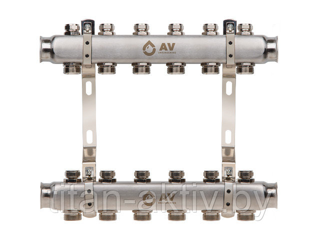 Коллекторная группа AVE162, 6 вых. AV Engineering (PRO серия Для отопления (радиаторы))