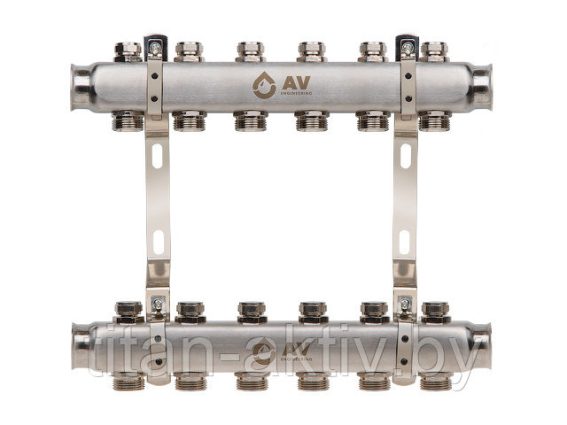 Коллекторная группа AVE162, 6 вых. AV Engineering (PRO серия Для отопления (радиаторы)) - фото 1 - id-p111669856