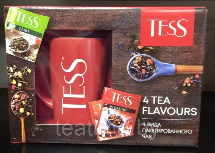 Подарочный набор Тесс 4 вида чая в пакетиках по 25шт и  керамической кружкой