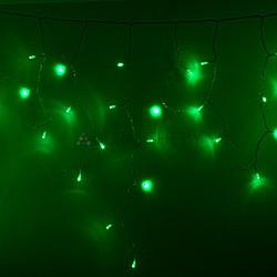 Гирлянда Айсикл (бахрома) светодиодный, 2,4 х 0,6 м, белый провод, 230 В, диоды зеленые, 76 LED