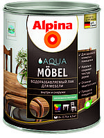 Мебельный лак, Alpina Aqua Moebel, Аква Мебель, шелковисто-матовый 2,5 л, Германия.