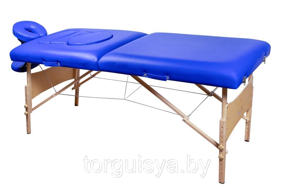Массажный стол складной 2-х секционный деревянный RS BodyFit 70 см (синий) - фото 1 - id-p111665916