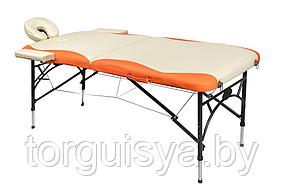 Массажный стол складной 2-х секционный алюминиевый RS BodyFit XXL, бежево-оранжевый