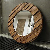 Круглое зеркало на стену деревянная рама