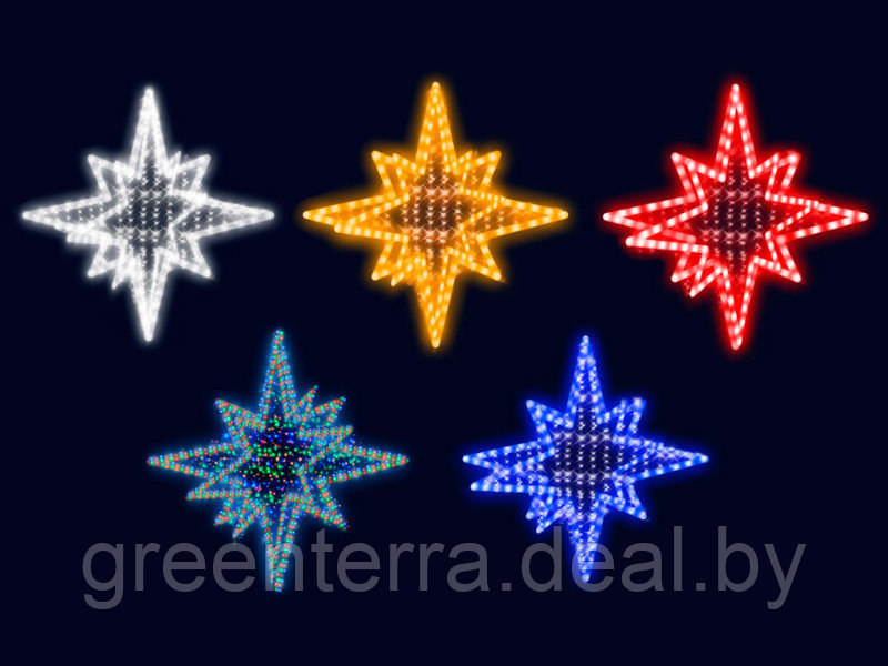 Верхушка-звезда из дюралайта, 100х100см, постоянного свечения с нитью - фото 1 - id-p51407822