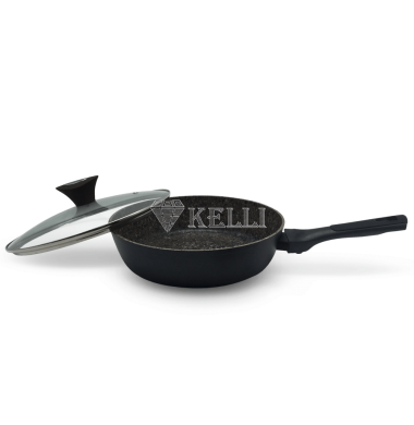 Сковорода с гранитным покрытием с крышкой 24 см. Kelli  KL-4072-24