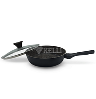 Сковорода с гранитным покрытием с крышкой 28 см. Kelli KL-4072-28